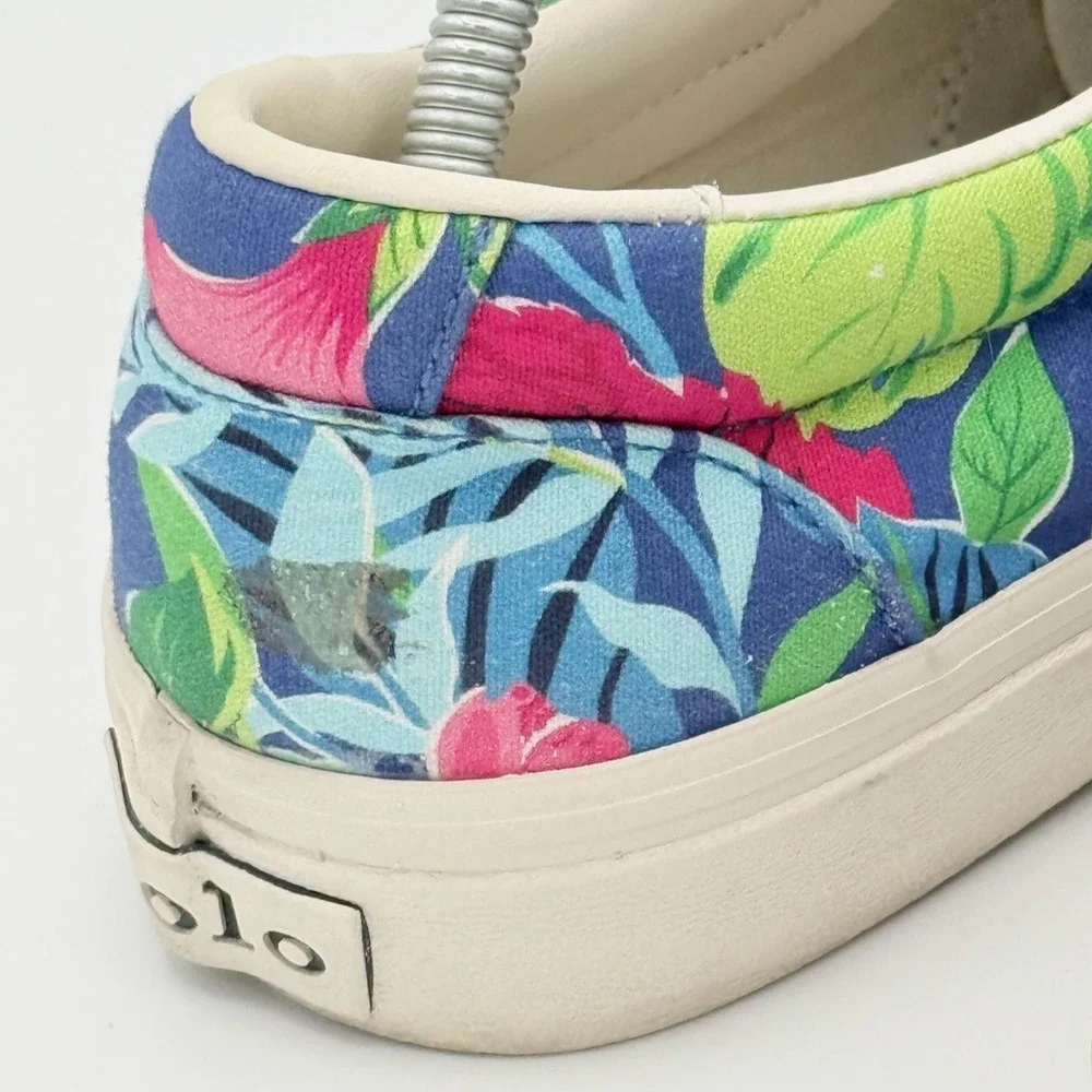 Polo Ralph Lauren Mens Keaton Pony 10 Blue Floral Tropical Canvas Sneakers 01087